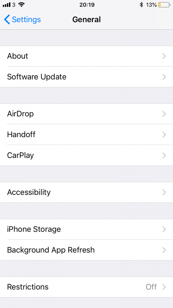 iphone general settings