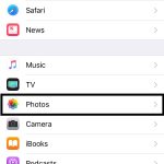 Photos sections in iPhone settings