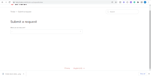 tinder support page