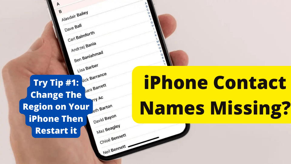iphone contact names missing only showing numbers