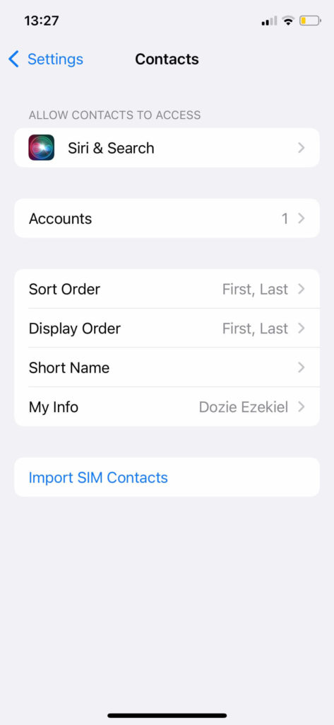 iphone contacts name settings