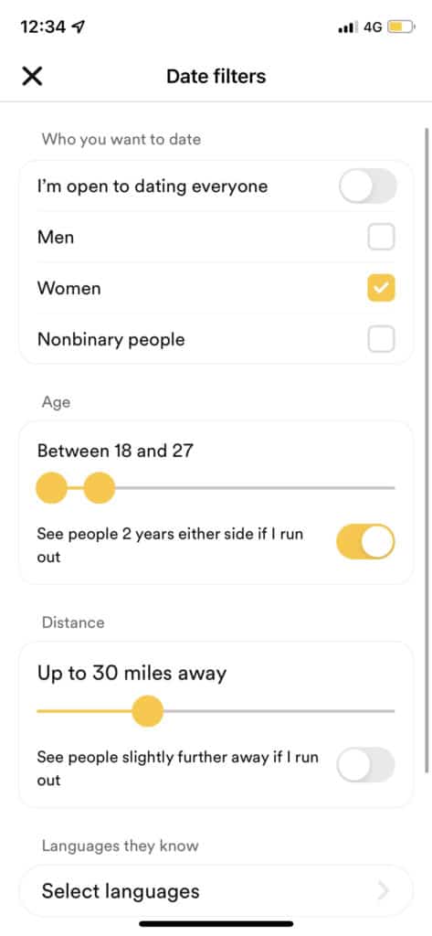 bumble preferences