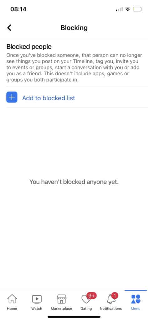 facebook block list