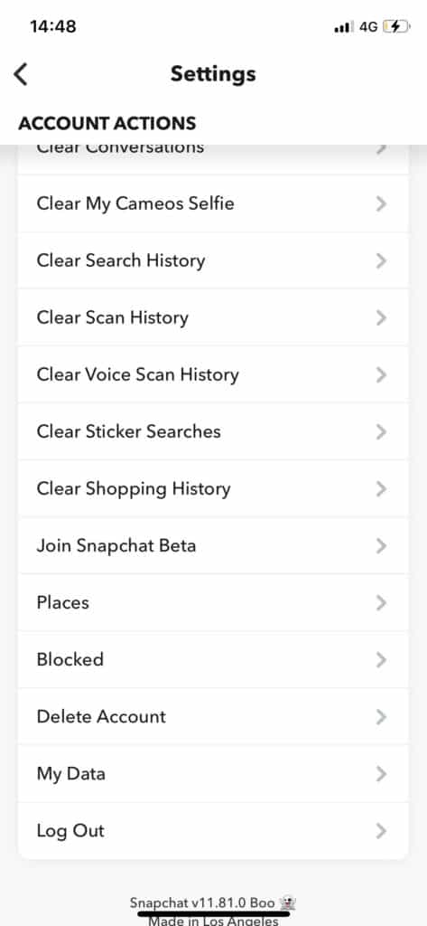 snapchat blocked settings