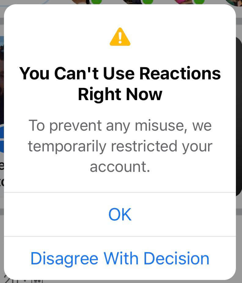 facebook you cant use reactions disable