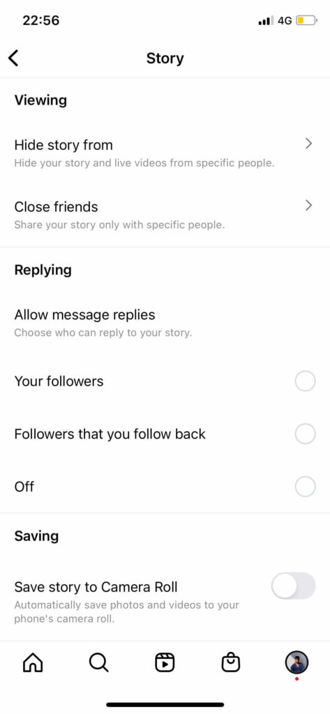 instagram story settings