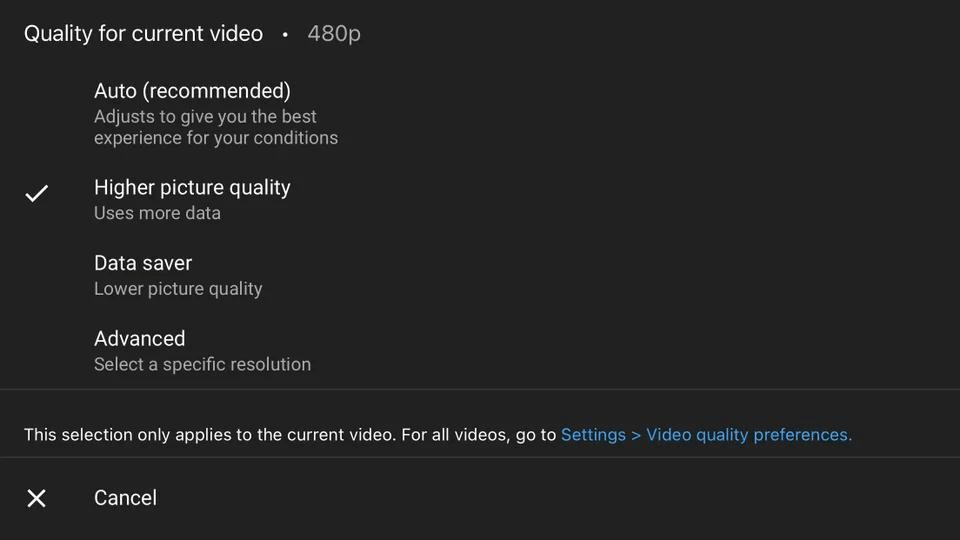 youtube quality settings