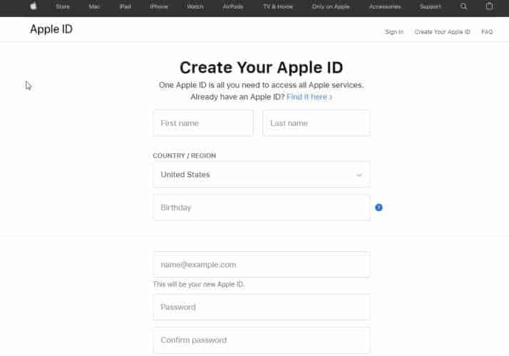 create apple id