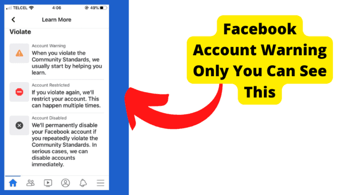 facebook account warning only you can see this