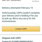 held up for pickip at the carrier location