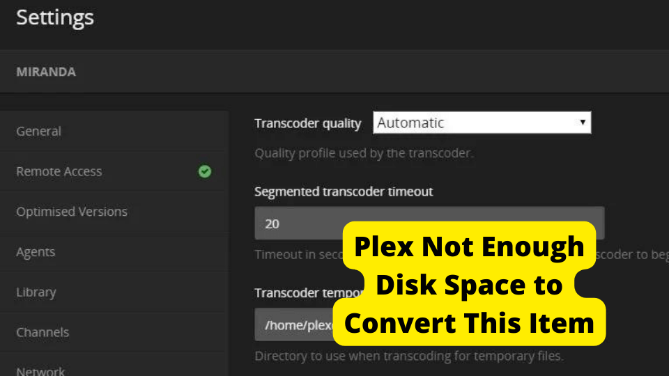 plex bot enough disk space to convert this item