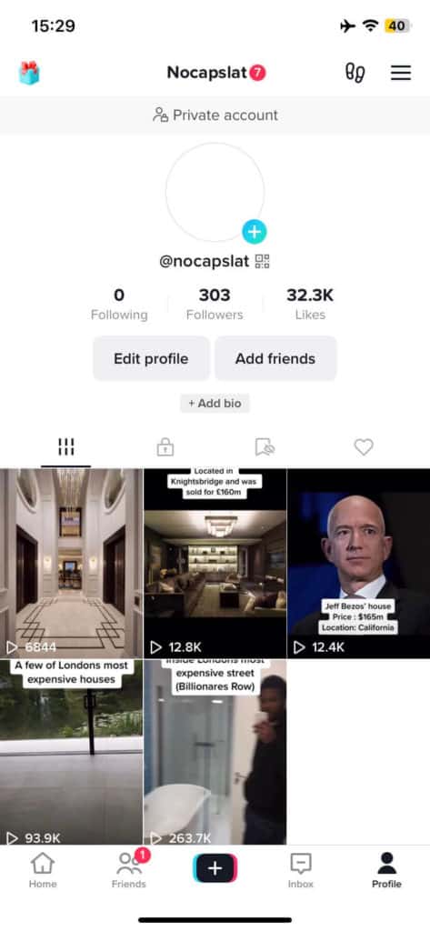 tiktok test account showing views