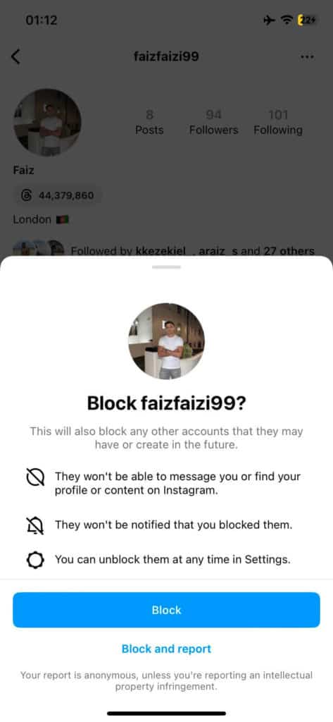 Instagram block any other accounts they may have