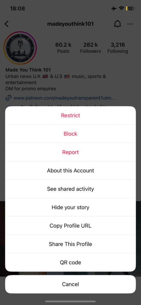 blocking on instagram