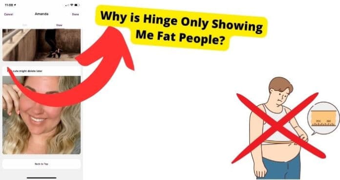 hinge showing fat people only