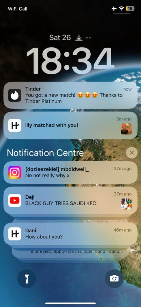 tinder match notification