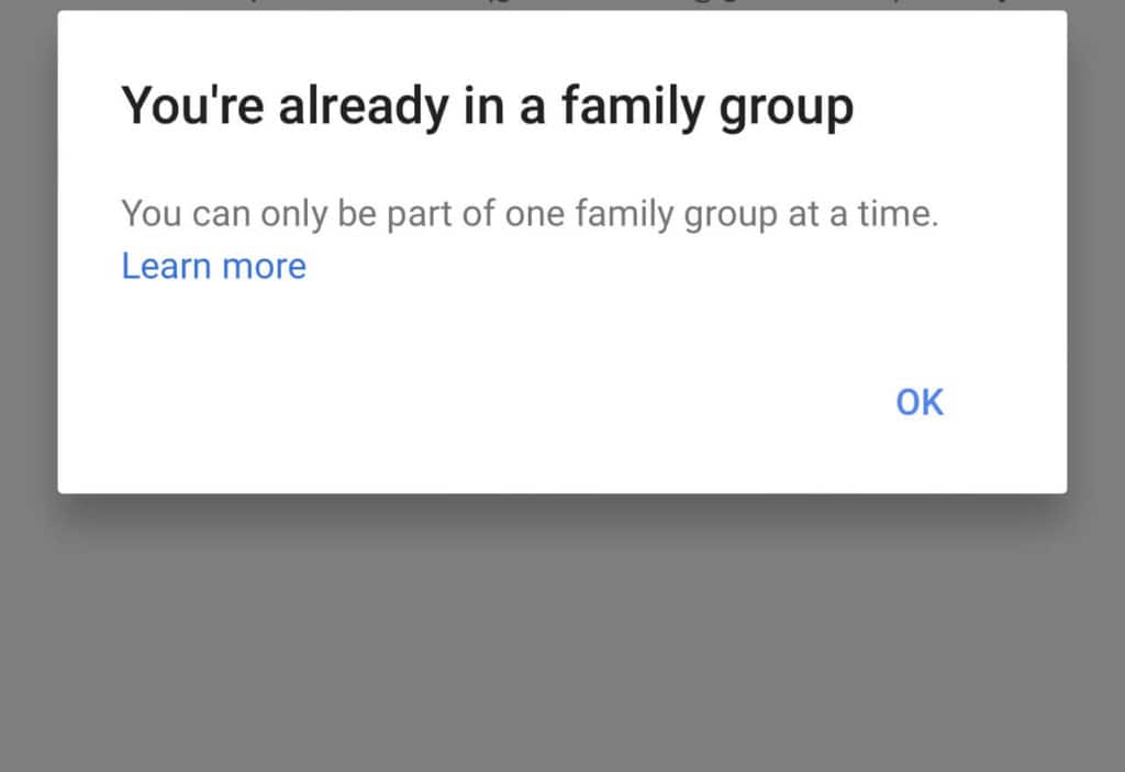 youre already in a family group