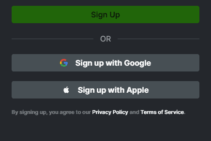 sign up with google on kick